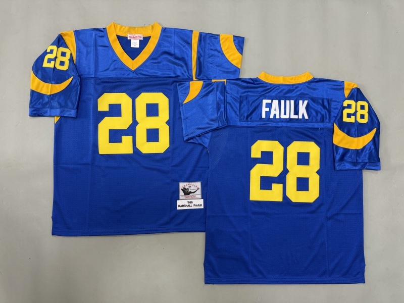 Men 2025 Los Angeles Rams #28 Faulk blue Throwback Limited NFL Jersey style 001->los angeles rams->NFL Jersey
